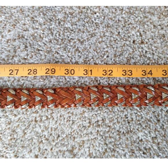 Braided leather belt with metal inserts Size 34 - Picture 10 of 13